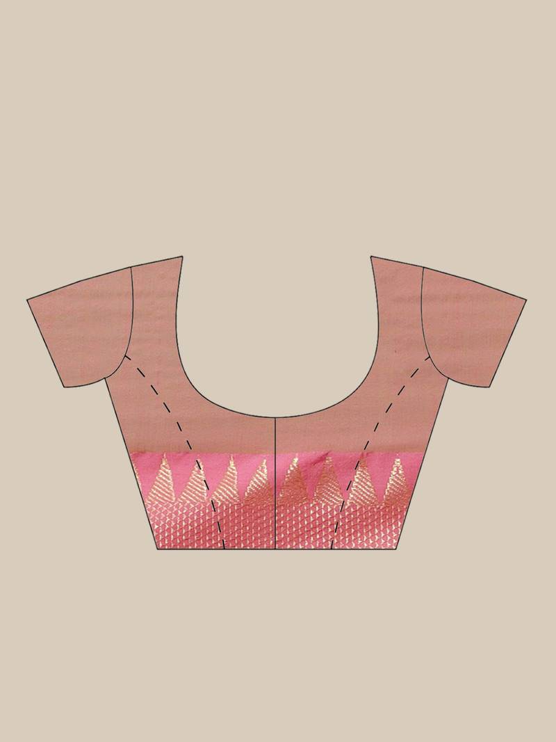 Green & Pink Pure Cotton Bengal Handloom Solid Saree