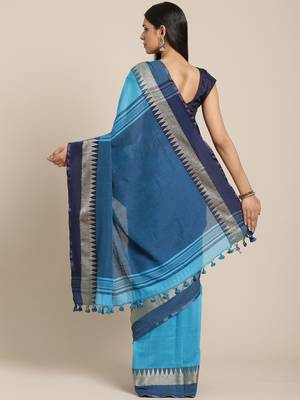 Green & Pink Pure Cotton Bengal Handloom Solid Saree 2