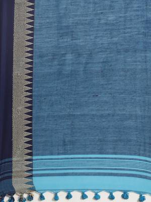 Green & Pink Pure Cotton Bengal Handloom Solid Saree 4