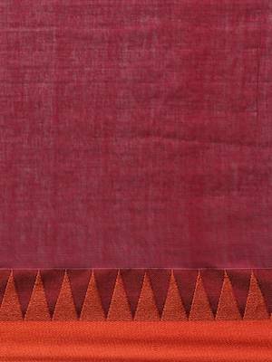 Green & Pink Pure Cotton Solid Bengal Handloom Saree 5