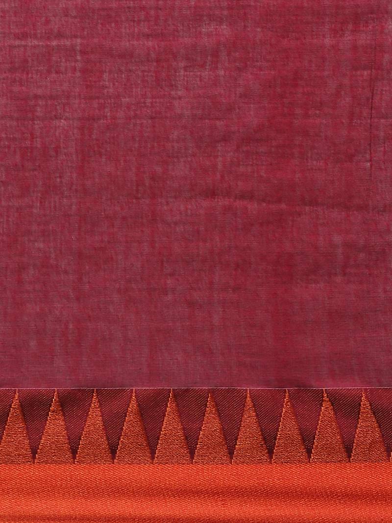 Green & Pink Pure Cotton Solid Bengal Handloom Saree