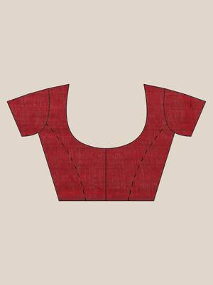 Maroon Solid Pure Cotton Bengal Handloom Saree 6