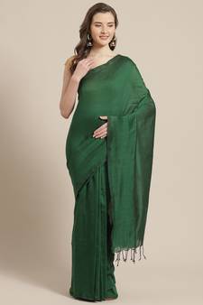Green Solid Pure Cotton Bengal Handloom Saree