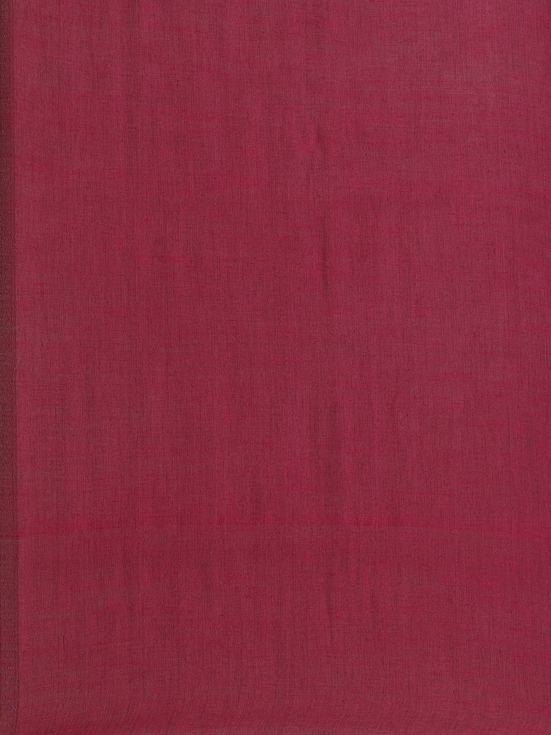 Olive Green & Magenta Colourblocked Handloom Saree