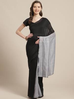 Black & Grey Pure Cotton  Bengal Handloom Saree 1