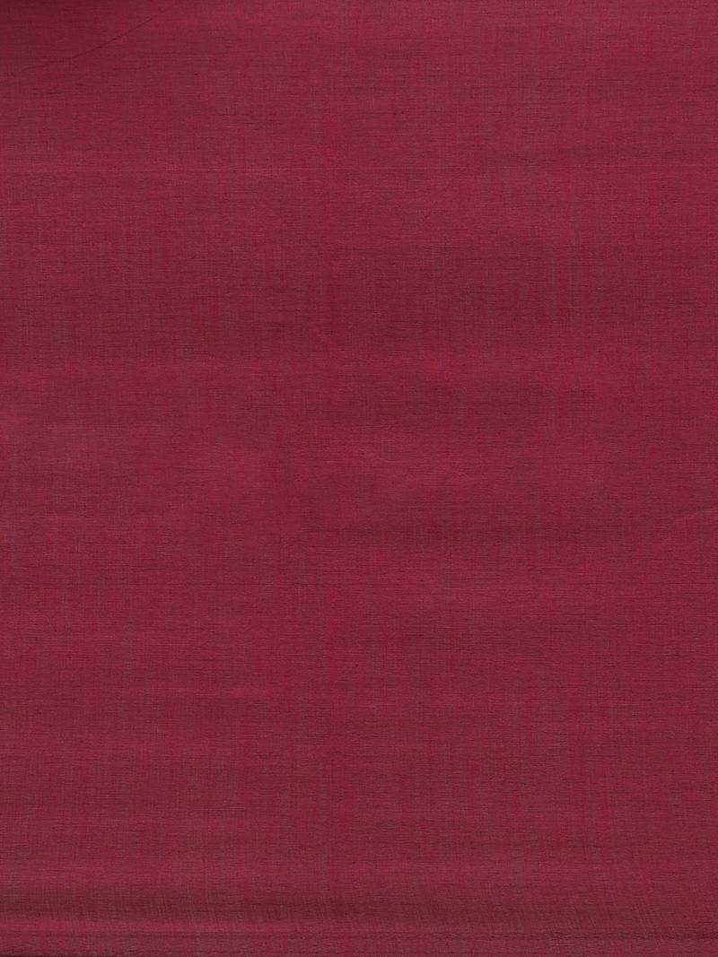 Olive Green & Maroon Pure Cotton Solid Bengal Handloom Saree