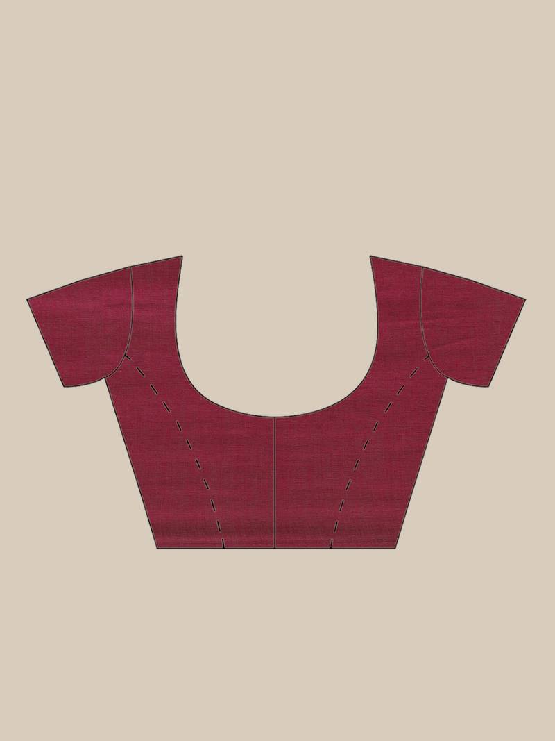 Olive Green & Maroon Pure Cotton Solid Bengal Handloom Saree