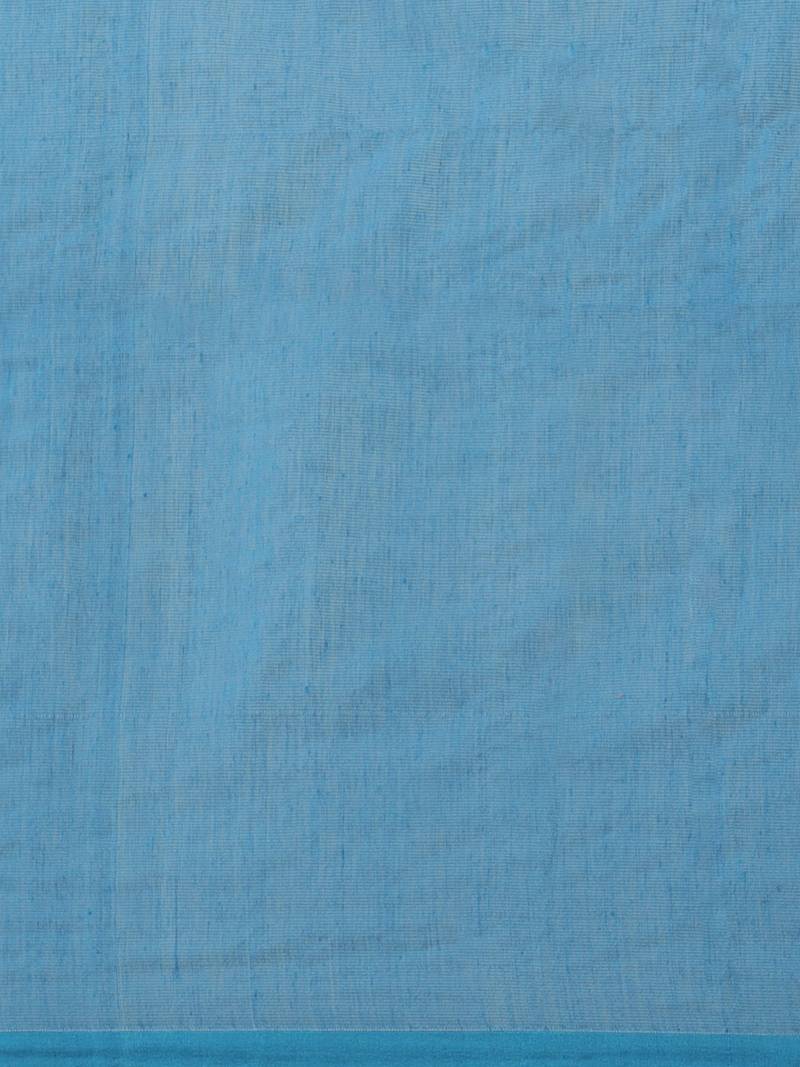 Blue & Red Bengal Handloom Embroidered Taant Saree