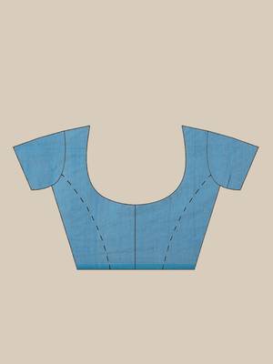 Blue & Red Bengal Handloom Embroidered Taant Saree 6