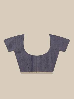 Navy Blue & Golden Embroidered Bengal Handloom Taant Saree 6