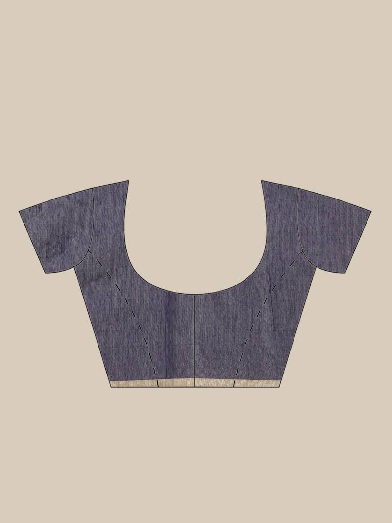 Navy Blue & Golden Embroidered Bengal Handloom Taant Saree