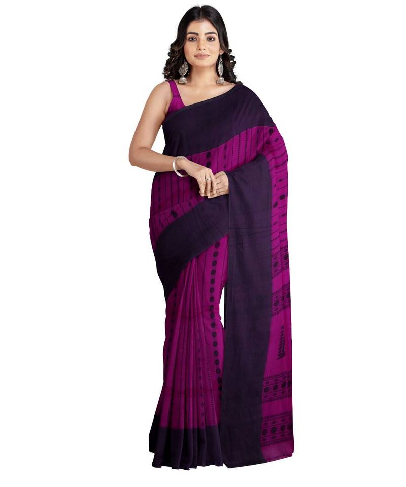 Purple Geomatric Woven Khadi Saree