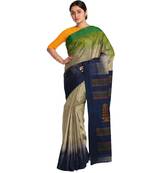 Beige Ombre Handloom Cotton Blend Saree