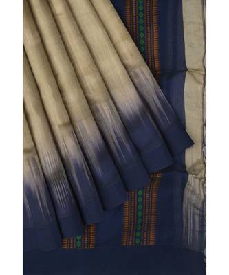 Beige Ombre Handloom Cotton Blend Saree 4