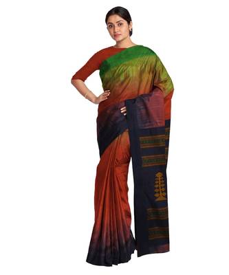 Maroon Ombre Woven Cotton Blend Saree 1