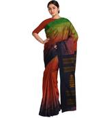 Maroon Ombre Woven Cotton Blend Saree