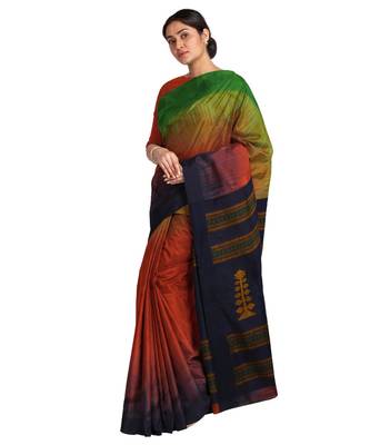 Maroon Ombre Woven Cotton Blend Saree 2