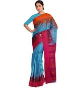 Light Blue Ombre Woven Design Cotton Blend Saree