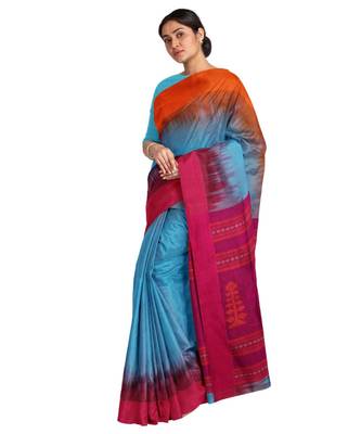 Light Blue Ombre Woven Design Cotton Blend Saree 2