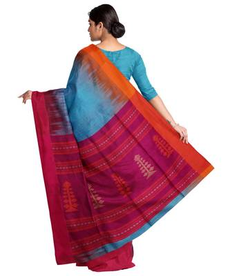 Light Blue Ombre Woven Design Cotton Blend Saree 3