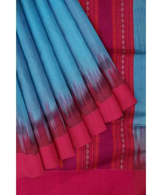 Light Blue Ombre Woven Design Cotton Blend Saree 4