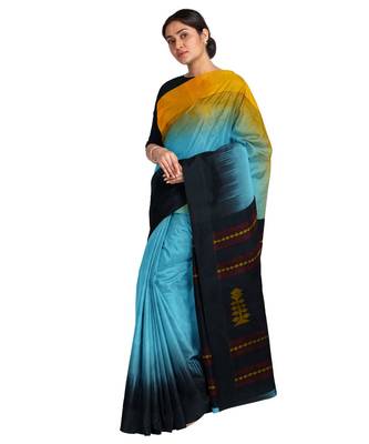 Blue Ombre Woven Cotton Blend Saree 2