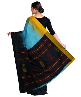 Blue Ombre Woven Cotton Blend Saree 3