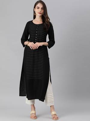 Black And White Tagai Work Kurta With quarter Sleeves 1
