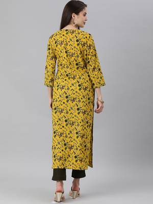 Lime Green Quirky Printed Kurta Trouser Set. 2