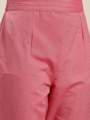Pink And Multi Color Woven  Straight Kurta With Pink Woven Trouser With Pink Silk Dupatta 5