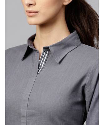 Indo Era Grey Solid Straight Kurta Sets 6