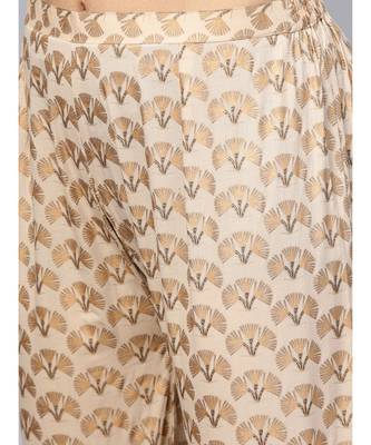 Indo Era Beige Printed Curved Kurta Sets 5