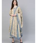 Indo Era Beige Printed Straight Kurta Sets
