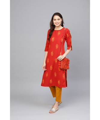 Indo Era Khari Printed Red Straight Kurta with Palazzo Set 4