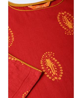 Indo Era Khari Printed Red Straight Kurta with Palazzo Set 5