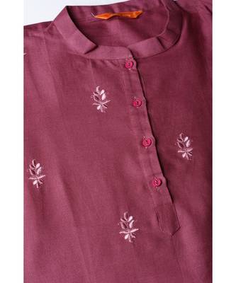 Indo Era Magenta Embroidered Straight Kurta with Palazzo 5