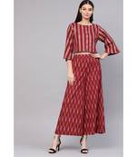 Indo Era Maroon Foil Printed Straight Kurta with Palazzo