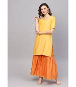 Indo Era Yellow Straight Kurta with Sharara Set
