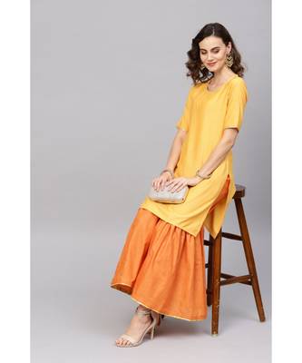 Indo Era Yellow Straight Kurta with Sharara Set 2
