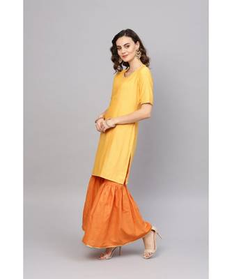 Indo Era Yellow Straight Kurta with Sharara Set 3