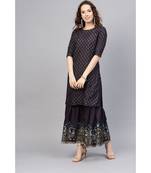Indo Era Foil Printed Straight Kurta with Sharara Set