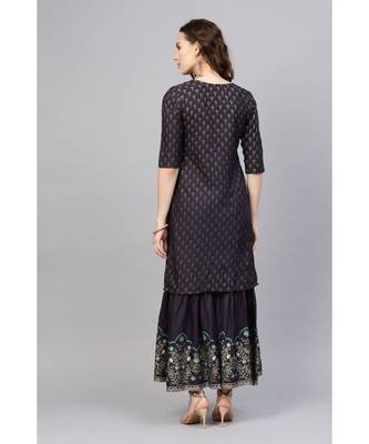 Indo Era Foil Printed Straight Kurta with Sharara Set 2