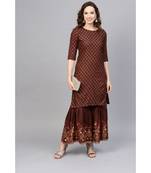 Indo Era Foil Printed Straight Kurta with Sharara Set