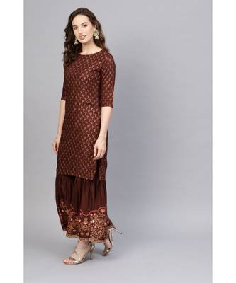 Indo Era Foil Printed Straight Kurta with Sharara Set 2