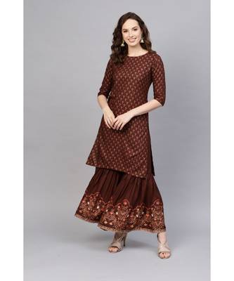 Indo Era Foil Printed Straight Kurta with Sharara Set 3