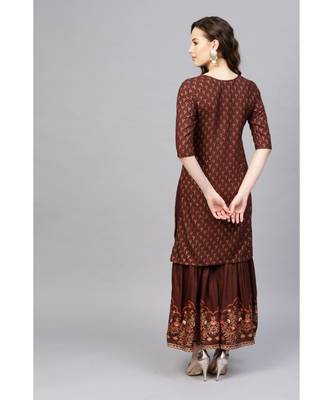 Indo Era Foil Printed Straight Kurta with Sharara Set 4