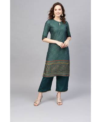 Indo Era Foil Printed Straight Kurta with Palazzo Set 1