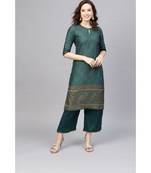 Indo Era Foil Printed Straight Kurta with Palazzo Set