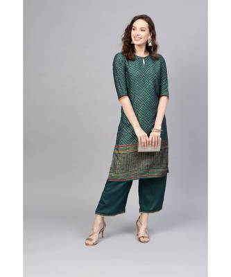 Indo Era Foil Printed Straight Kurta with Palazzo Set 4
