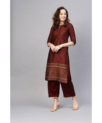 Indo Era Foil Printed Straight Kurta with Palazzo Set 1